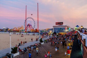 Crowded boardwalk in Ocean City, MD