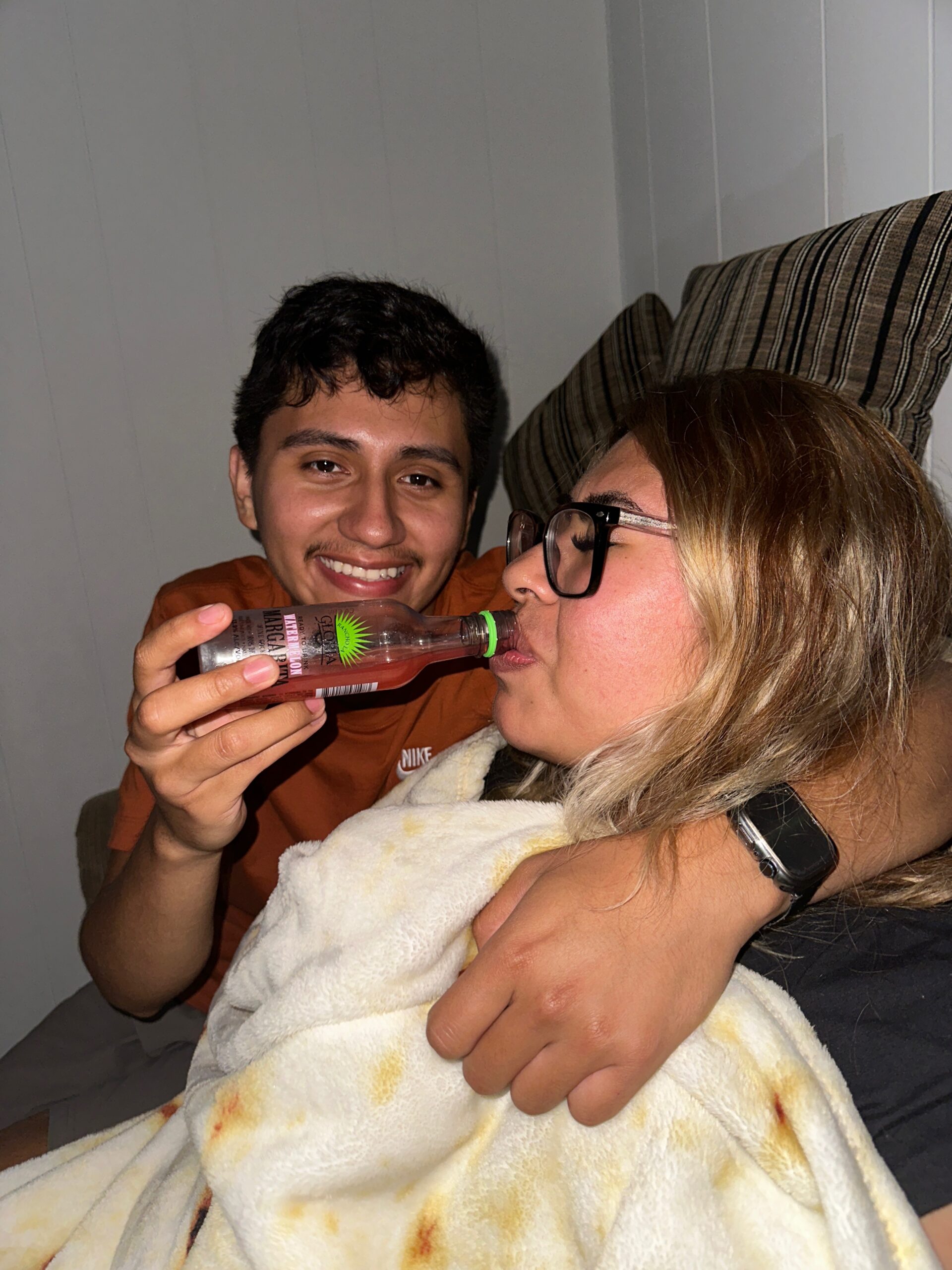 Susie Drinking from Gloria El Rancho Little Bottle